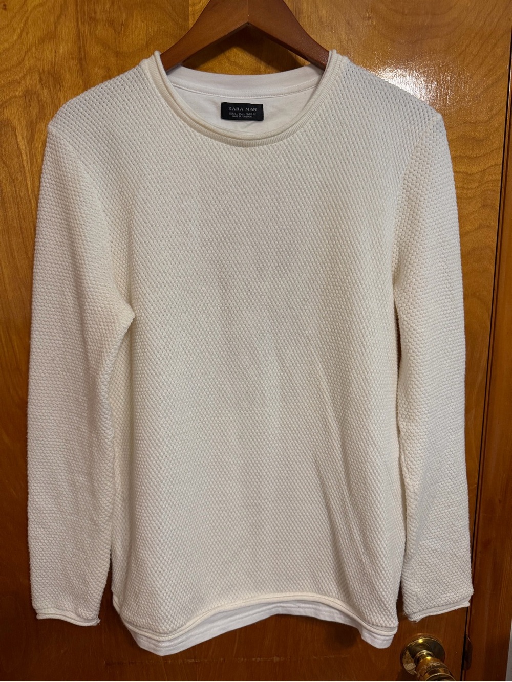 Men’s Zara Ivory Textured Crewneck Sweater